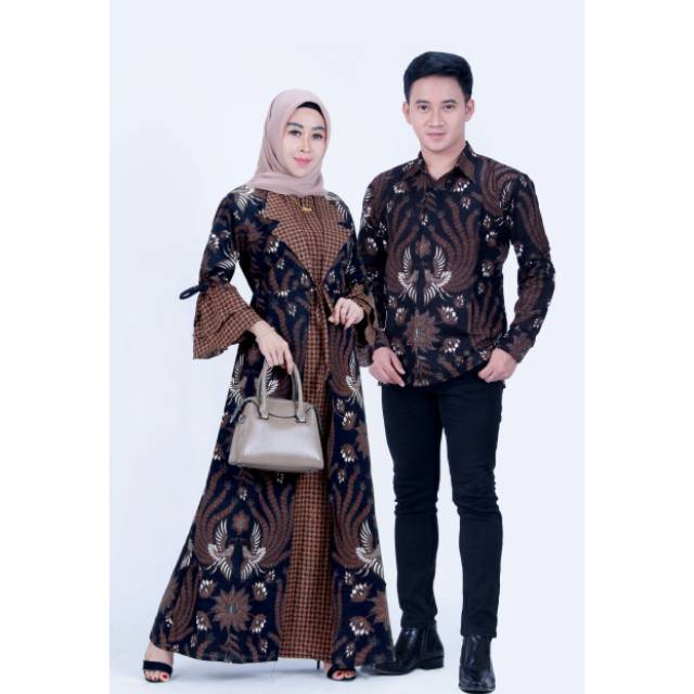 Baju batik set couple gamis ukuran jumbo