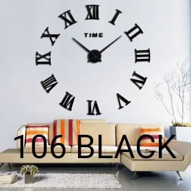 Jam Dinding Besar DIY 3D Giant Diameter 80-130cm Tempel Huruf Hiasan Angka Jumbo Raksasa Unik Aesthetic Minimalis-106 BLACK JUMBO