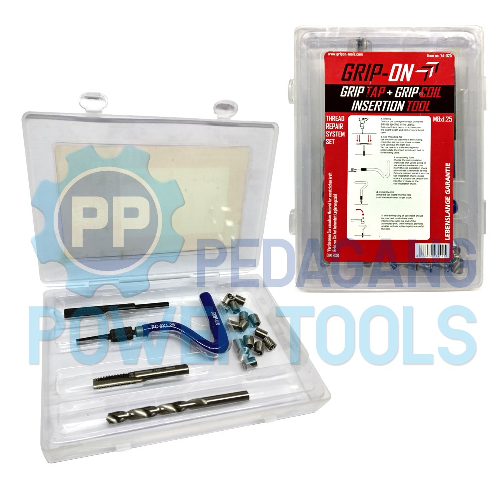 GRIP ON THREAD REPAIR SYSTEM SET M8 X 1.25 TAP RECOIL TAMBAH DAGING 25