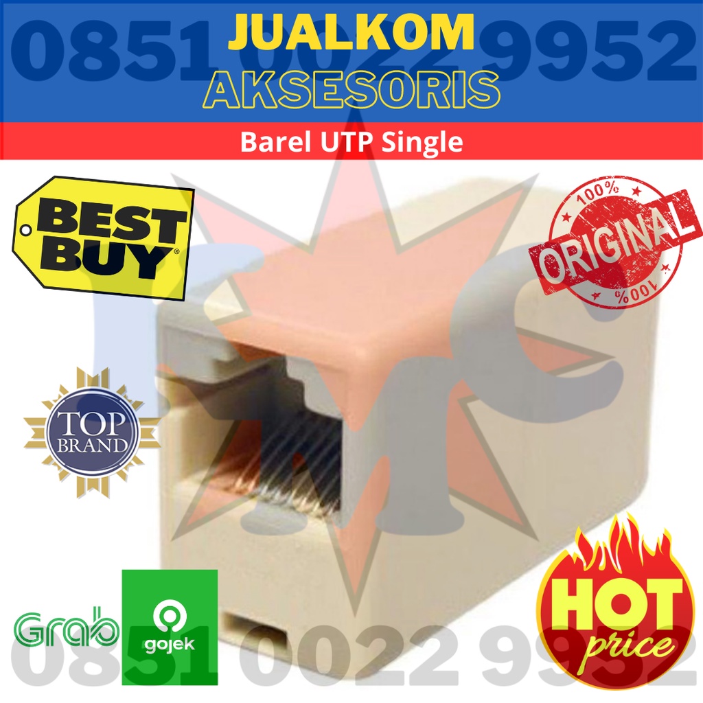 Barrel Barel Konektor RJ45 Penyambung Konektor RJ 45 UTP LAN Single