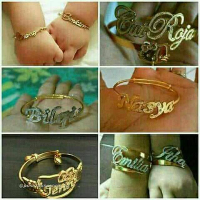 Gelang nama lapis emas anak