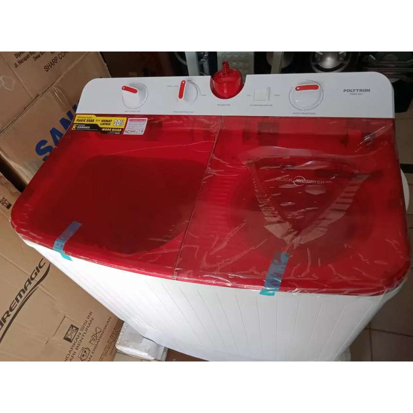 Mesin Cuci Polytron 2 Tabung PWM 951 Low Watt Kapasitas 9,5 Kg