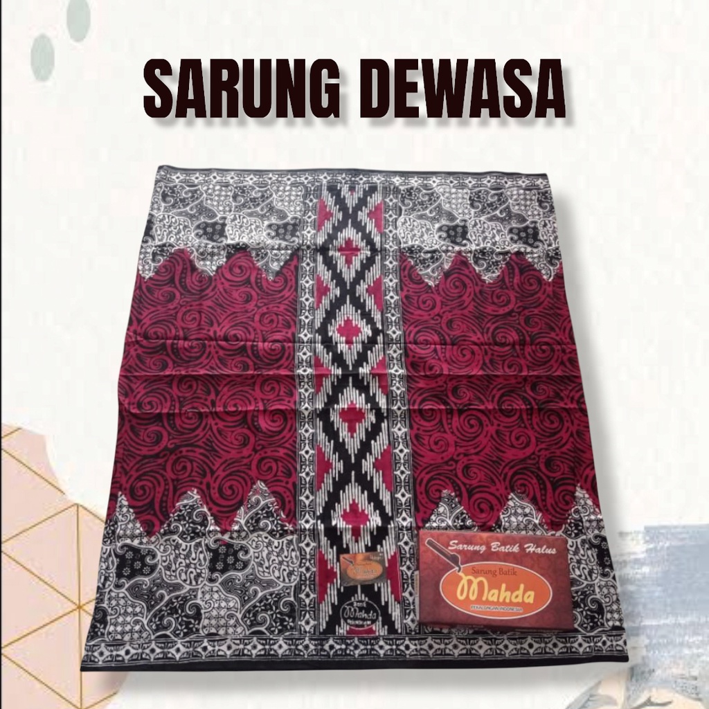 Sarung dewasa / sarung batik cap / sarung mahda dewasa pekalongan merah zigzah putih df88 variasi uk