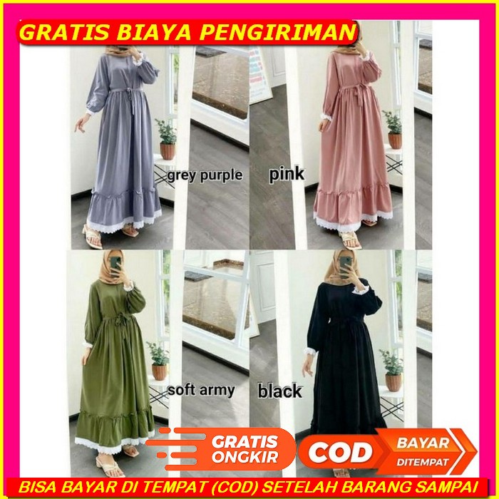 Set Baju Muslim Wanita Remaja Overall Terbaru 2022 Model Kekinian Setelan Inner Pesta Lebaran Bahan 