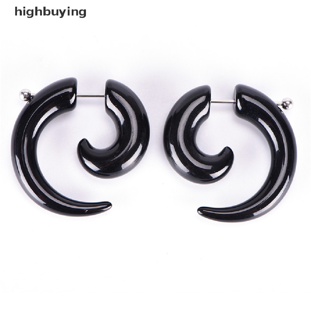 Hbid Anting Tusuk Bentuk Siput Bahan Akrilik Warna Hitam Gaya Gothic Punk Untuk Pria / Wanita