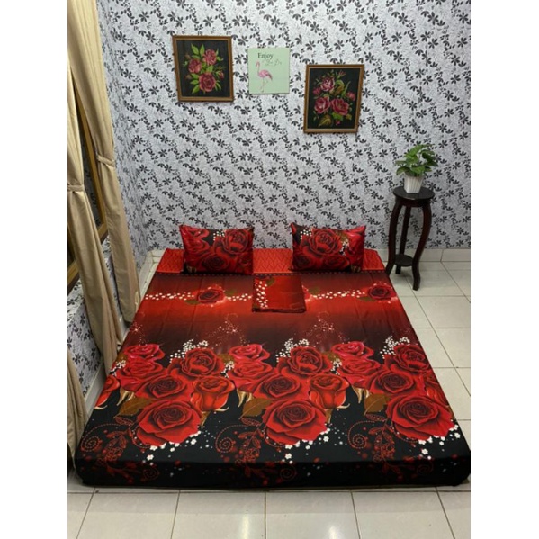 sprei homemade motif red rose