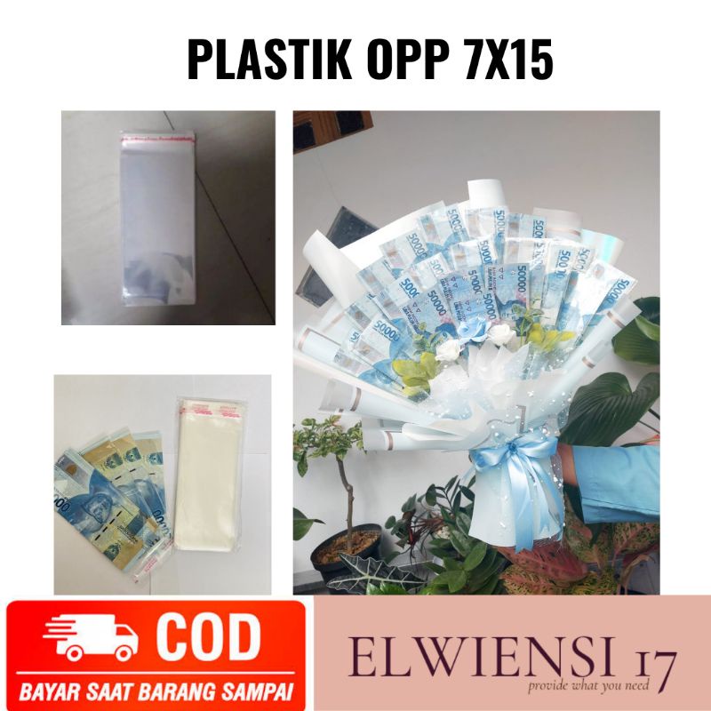 PLASTIK OPP 7X15/PLASTIK PEMBUNGKUS UANG/PLASTIK PERKAT BUKET UANG ISI 100 PCS OPP