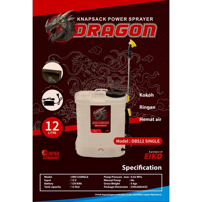 ✨READY✨ Sprayer EIKO DRAGON 12 Liter Single, sprayer hama, sprayer elektrik