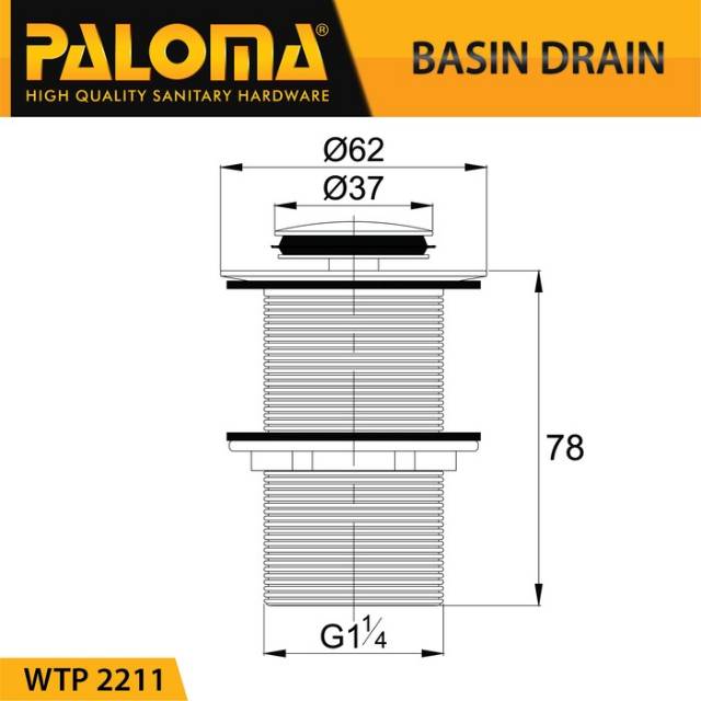 PALOMA WTP 2211 Afur Wastafel Kepala Sifon Pop Up Waste Avur Washtafel