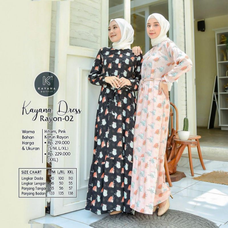 Dress Kayana Rayon 02 | Gamis Wanita | Dress Wanita | Daily Outfit