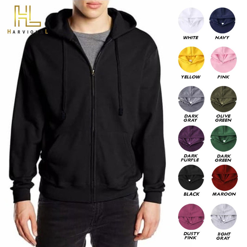 Parisdivarious Jaket Sweater Hoodie Zipper Polos Bahan Fleece Size S  - XXL (Pria &amp; Wanita)