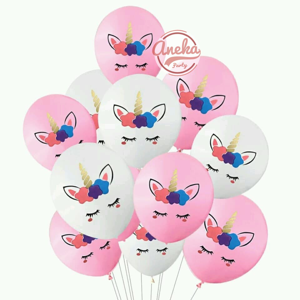 Balon latex unicorn / balon doff unicorn / balon motif unicorn bunga / balon karet unicorn