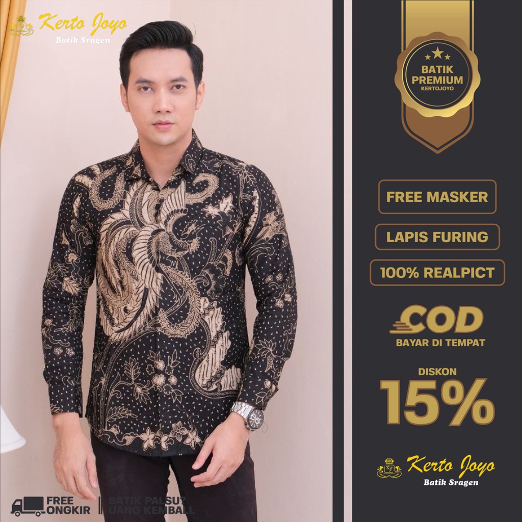 KEMEJA BATIK PEKALONGAN PRIA LENGAN PANJANG PREMIUM FULL FURING SLIM FIT BATIK ALUNA KEKINIAN  019