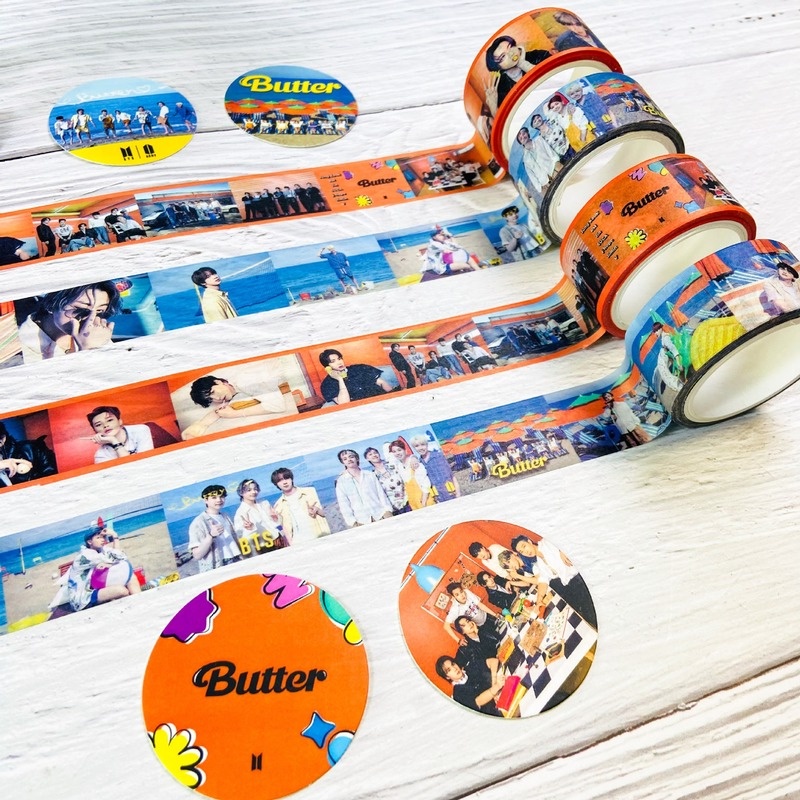 Stiker Kertasselotip Washi Gambar BTS Butter Concept Edisi 2 Untuk Handbook