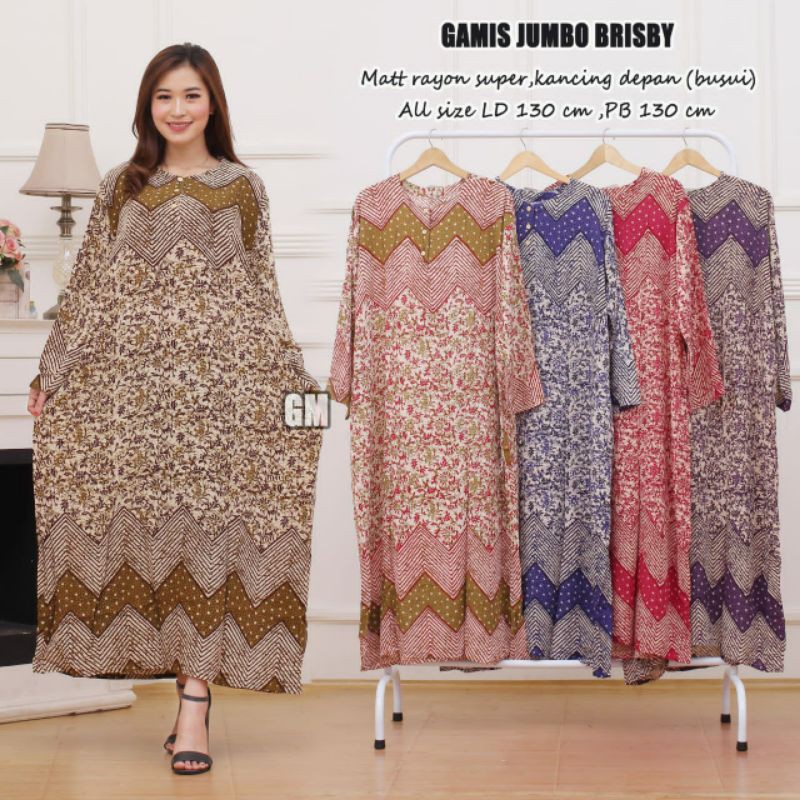 DASTER PANJANG JUMBO BUSUI DADA KANCING BATIK ADEM MURAH LENGAN PANJANG-LDJ. Brisby