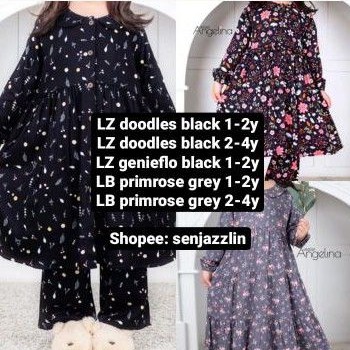 (1-2y 2-4y) Little zahra bella my doodles black primrose grey genieflo black atelier angelina