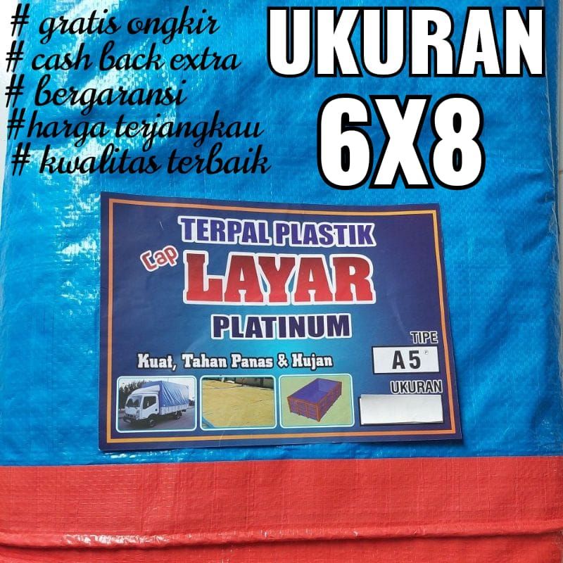 TERPAL PLASTIK A5 UKURAN 6x8 CAP LAYAR