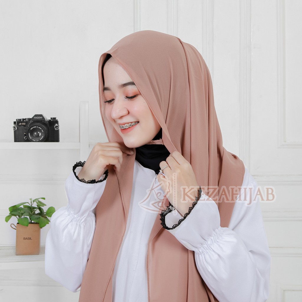 Keza - Jilbab Pashmina Instant Karet/Hijab Pashmina Ceruty Karet Tanpa Pentul