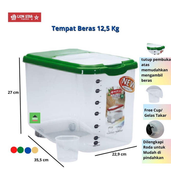 [terbaik] Lion Star Kotak Beras / Tempat Beras Oriza Rice Box 12,5Kg Rb-17 7d4e700