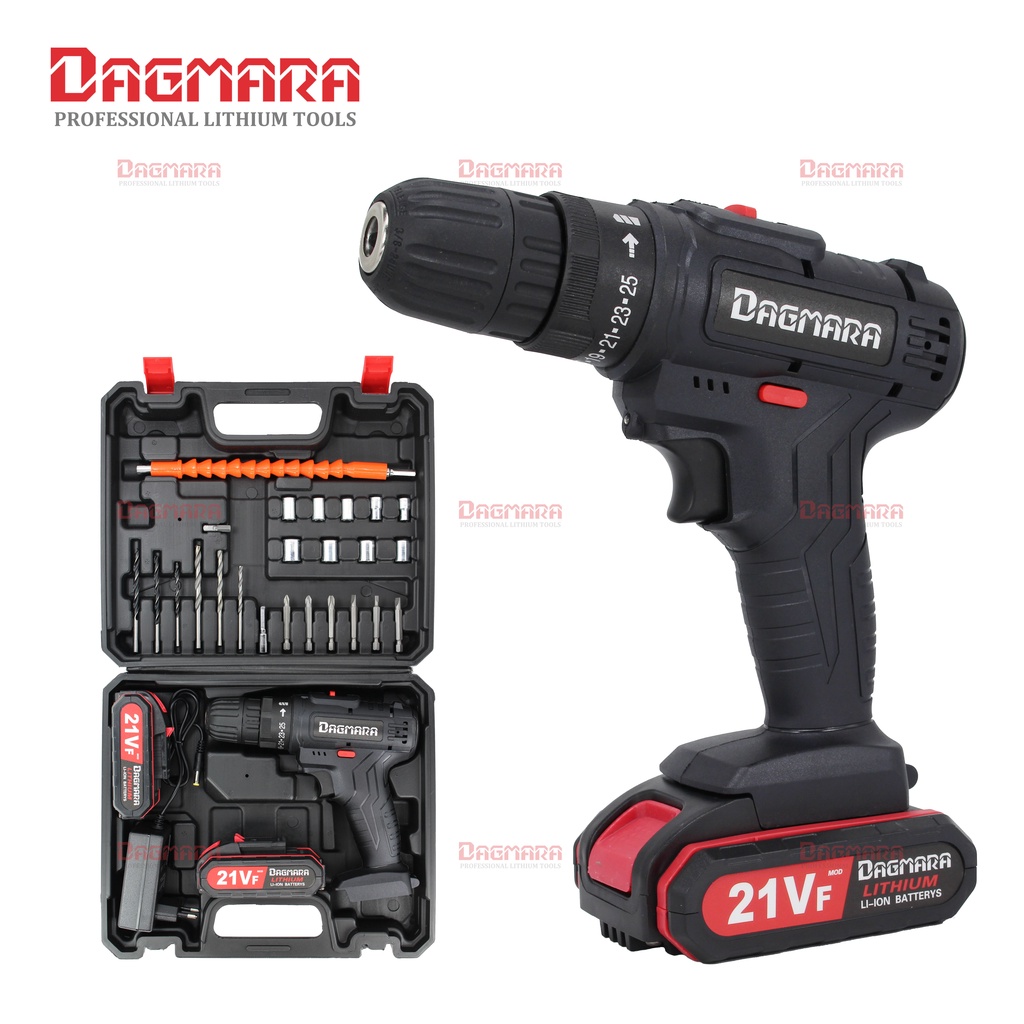 Dagmara 21V Cordless Screw drill Mesin Bor Baterai Portable Impact Drill Bor Kayu Beton Besi