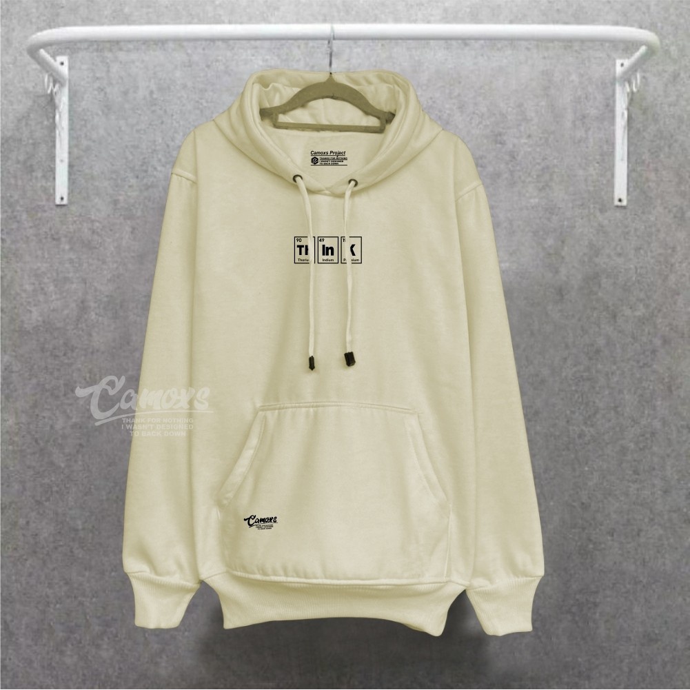 Hoodie Pria Distro Premium CAMOXSPROJECT Original Oversize Suiter Hodie Cream List THINK Sweatter Cowok Cewek Jumbo Hudie Switer