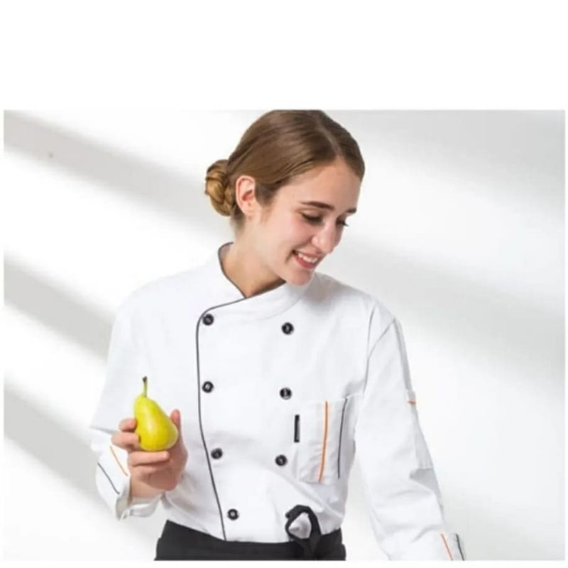 {COD✓} Seragam Baju chef kameja/jacket lengan panjang Import bahan American drill