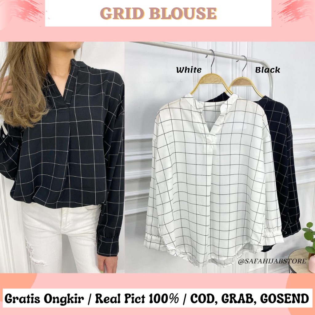 GRID BLOUSE / KEMEJA KERJA / KEMEJA KASUAL