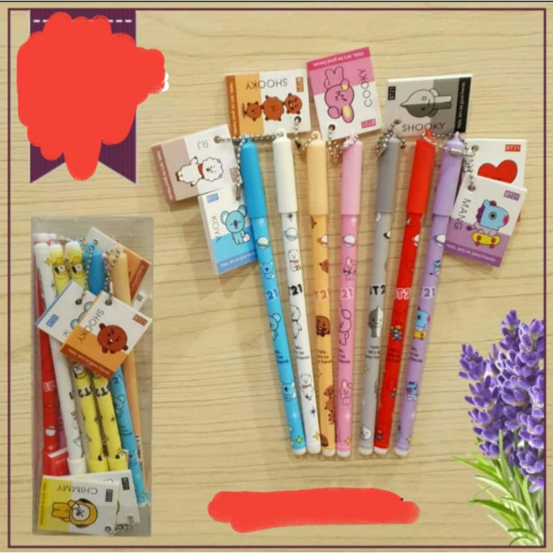 (12pc) PEN GEL GANTUNG BTS/GEL PEN BTS/PEN GANTUNG BUKU BTS-1