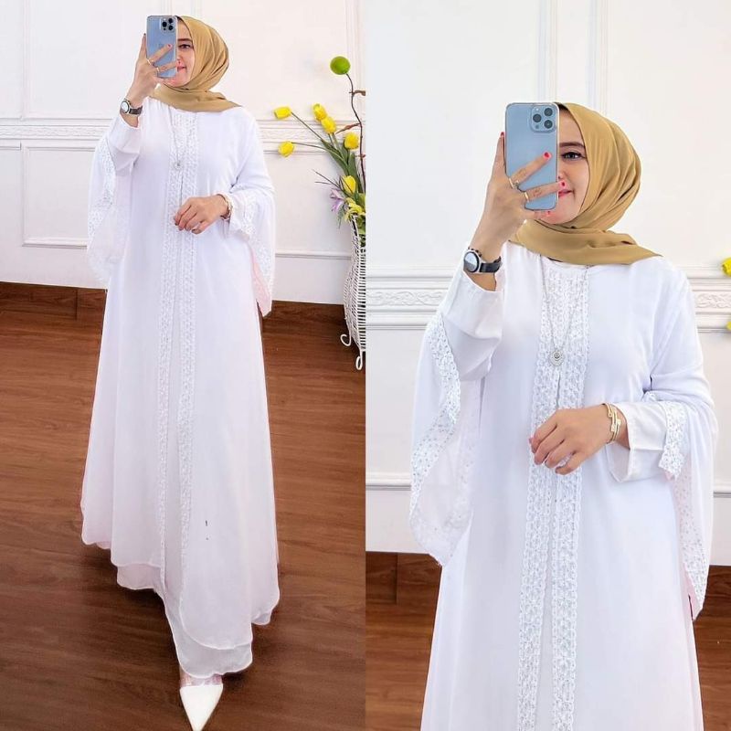 Zifa Fashion || Cod || Arabian Dress Putih || Gamis Putih || Gamis Umroh || Gamis Haji || *AV