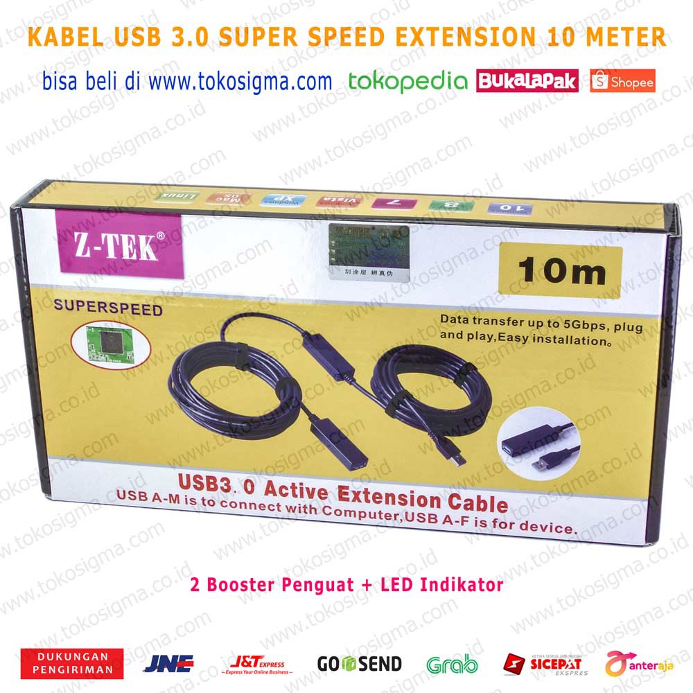 KABEL USB 3.0 EXTENSION PANJANG 10 meter usb3.0 M-F Active WIRETEK