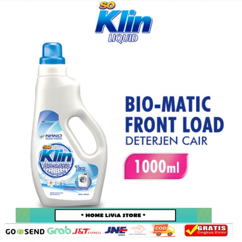 So Klin Deterjen Cair Matic Bukaan Depan Botol 1L