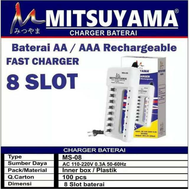 Charger Baterai AA / AAA 8 Slot MITSUYAMA MS-08