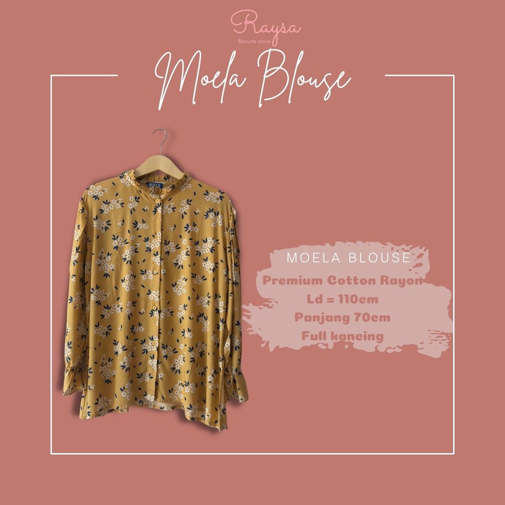 BLOUSE BY MOELA // MOELA BLOUSE ATASAN WANITA BY MOELA BERLABEL ATASAN BUNGA-BUNGA BLOUSE WANITA LUC