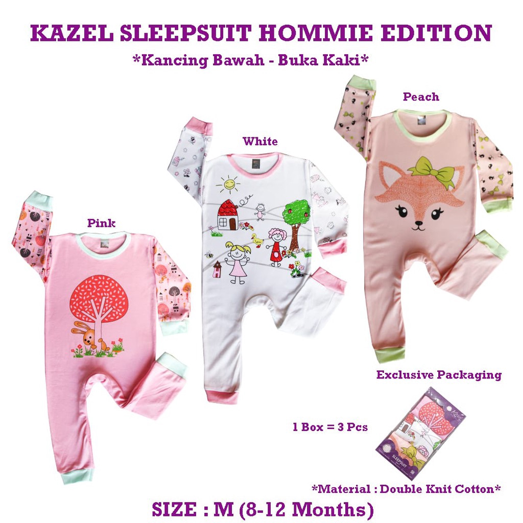 PNB125 BAJU TIDUR ANAK KAZEL SLEEPSUIT HOMMIE EDITION