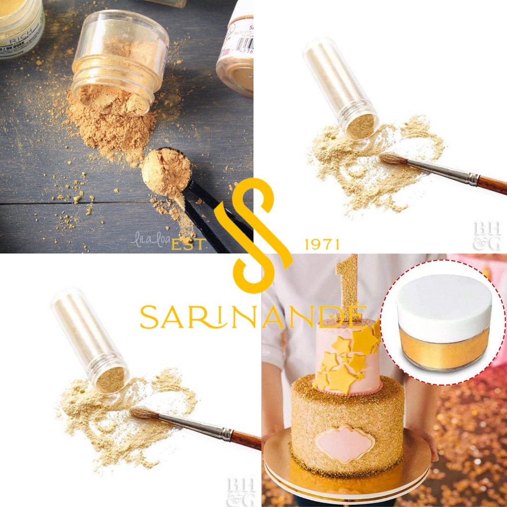 

Topping Serbuk Gold Emas Kue 2 gr Premium | Gold Lustre Dust Cake 2gr