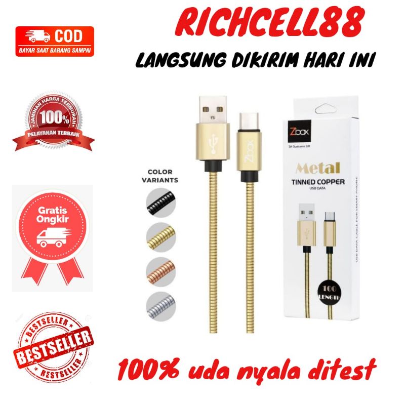 Kabel Data Usb Zbox Metal Fast Charging Micro/Typc/Iphone