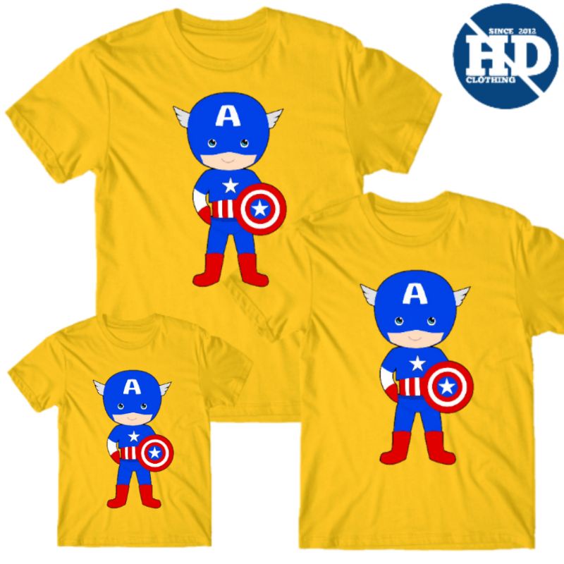 Kaos Anak Ibu dan Ayah Gambar CAPTAIN AMERICA Superhero KODE ANAK 32 combed 30s