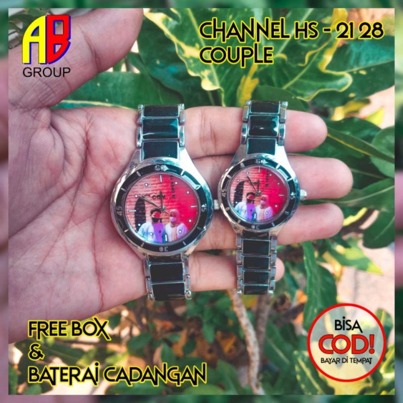 JAM TANGAN COUPLE CUSTOM BISA REQUEST DESAIN BONUS BOX DAN BATRAI CADANGAN