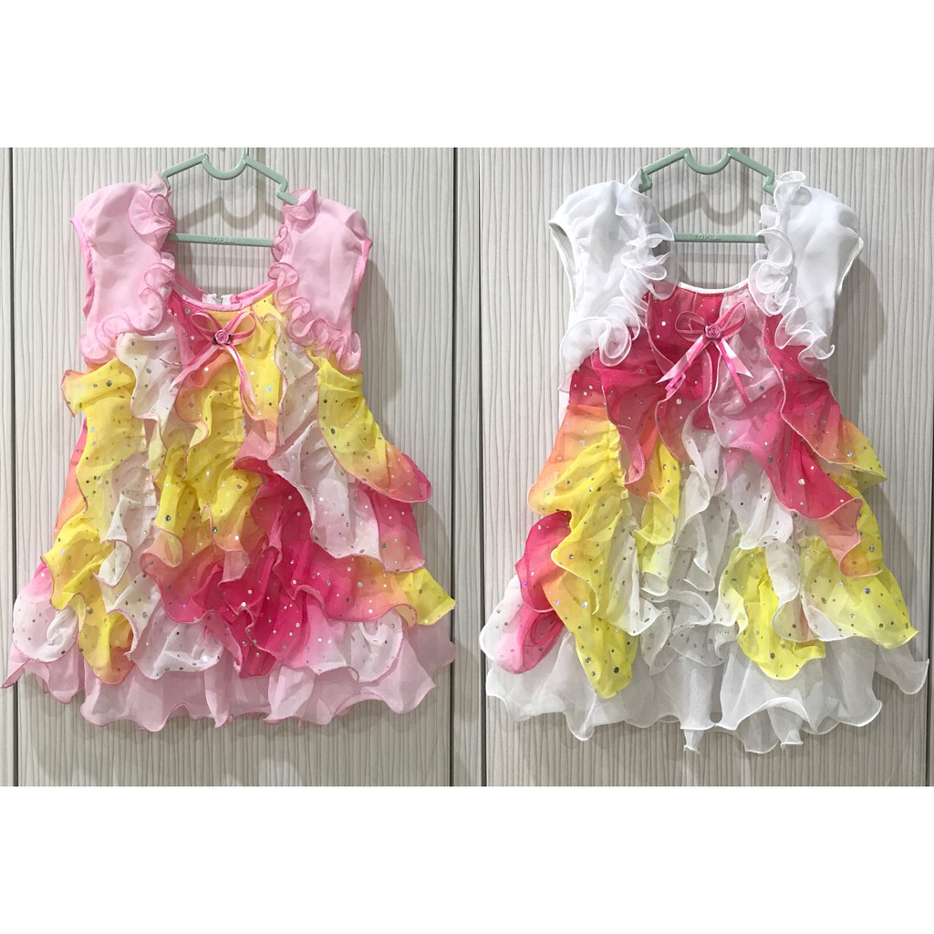 BAYIe - Baju/Dress/Gaun Bayi Pesta Anak Perempuan model Rampel Serong umur 1,5-3 tahun PANCA INDAH