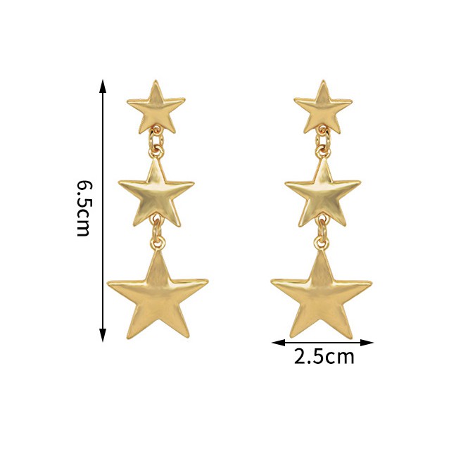 LRC Anting Tusuk Fashion Gold Star Tassel Earrings D07684