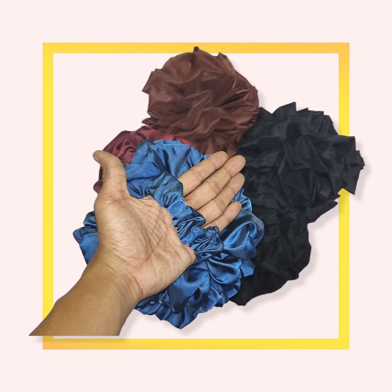 cepol jilbab mawar / scrunchie / ikat rambut / kunciran satin glossy