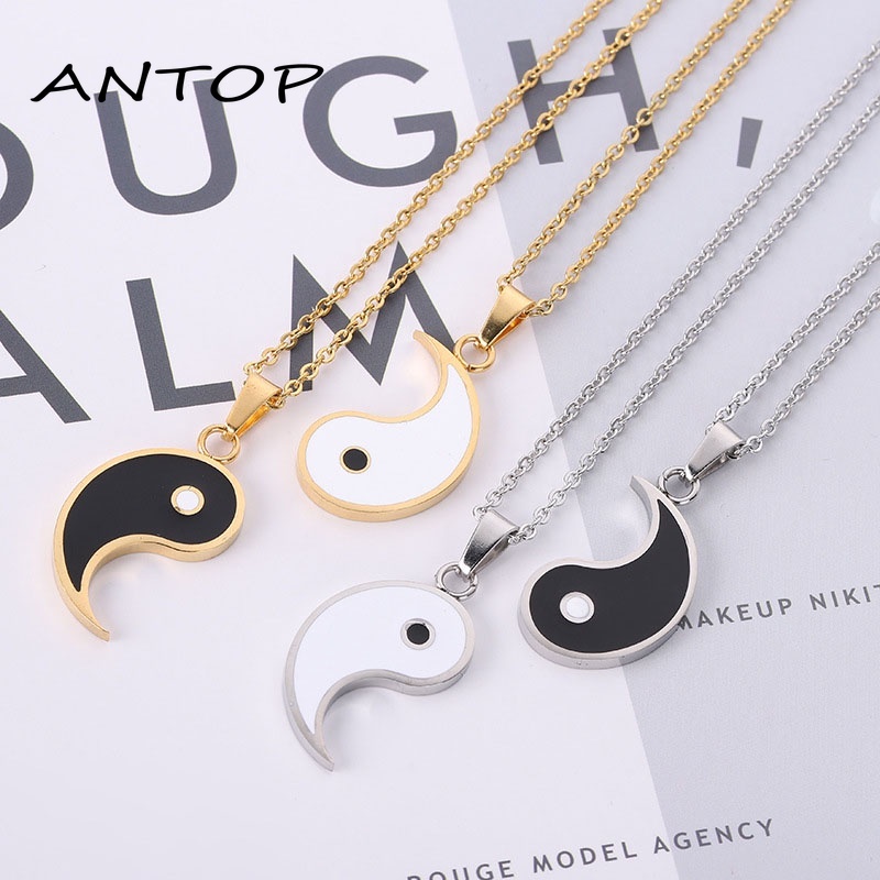 Kalung Liontin Yin Yang Bahan Alloy Gaya Korea Untuk Pasangan