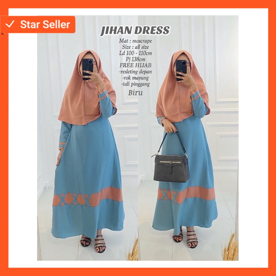 JIHAN DRESS BAJU GAMIS SYAR I SET HIJAB