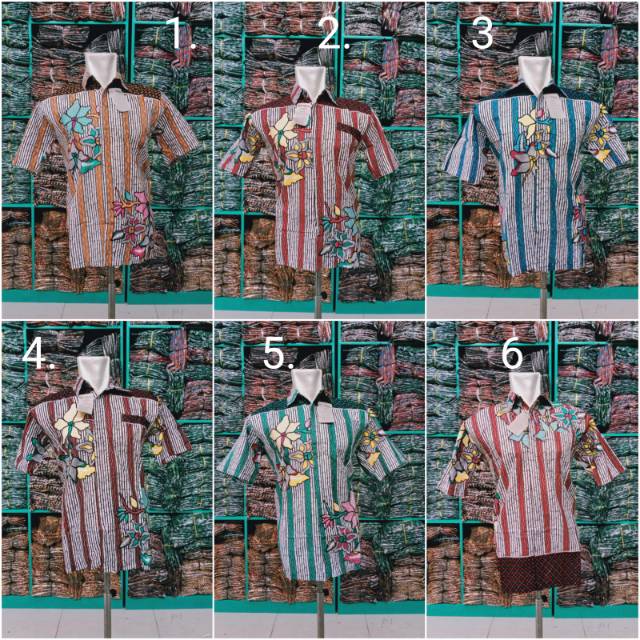 Hem batik pria motif garis bunga