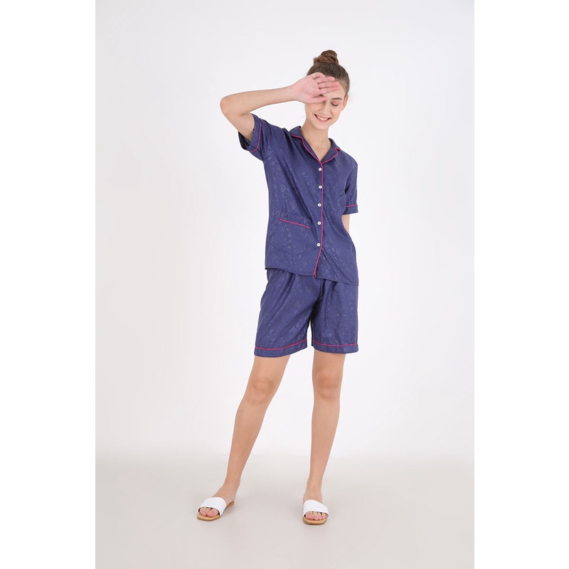 Sorabel - Piyama Set Wanita Avika Aviani Plain Long Pants Sleepwear M / One Size / Jumbo-Aviani Navy