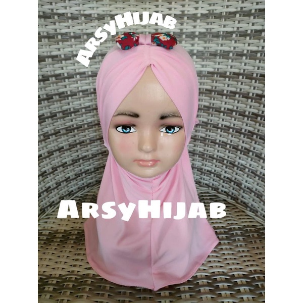 jilbab bayi syria kerut tali/ NABILA-Pink