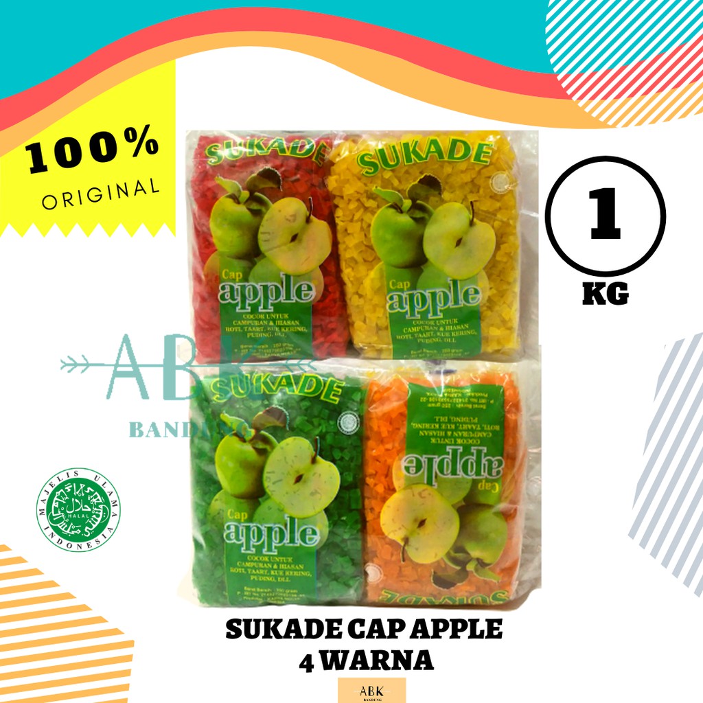 

SUKADE CAP APPLE 4 WARNA 1KG | MANISAN SUKADE WARNA WARNI 1KG