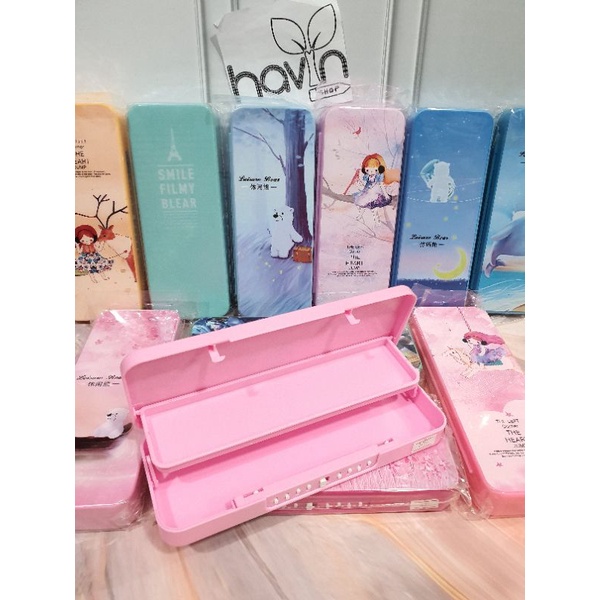 kotak pensil TINGKAT bahan PLASTIK ada KODE PASSWORD/PENCIL CASE-4