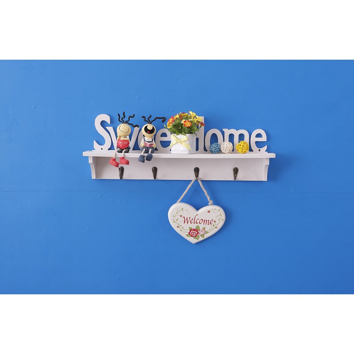 Rak Dinding / Rak Dinding Gantung / Rak / Rak Vintage SWEETHOME / Rak Dengan 4 Buah Hook Gantungan