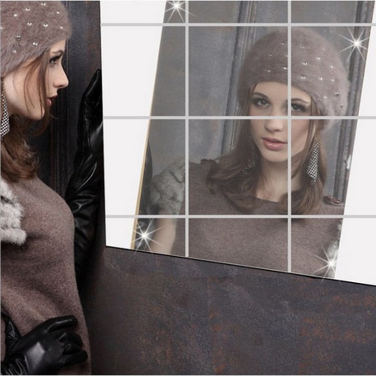 Mirror Wall Sticker PVC Stiker Dinding Kaca Cermin Decoration DIY